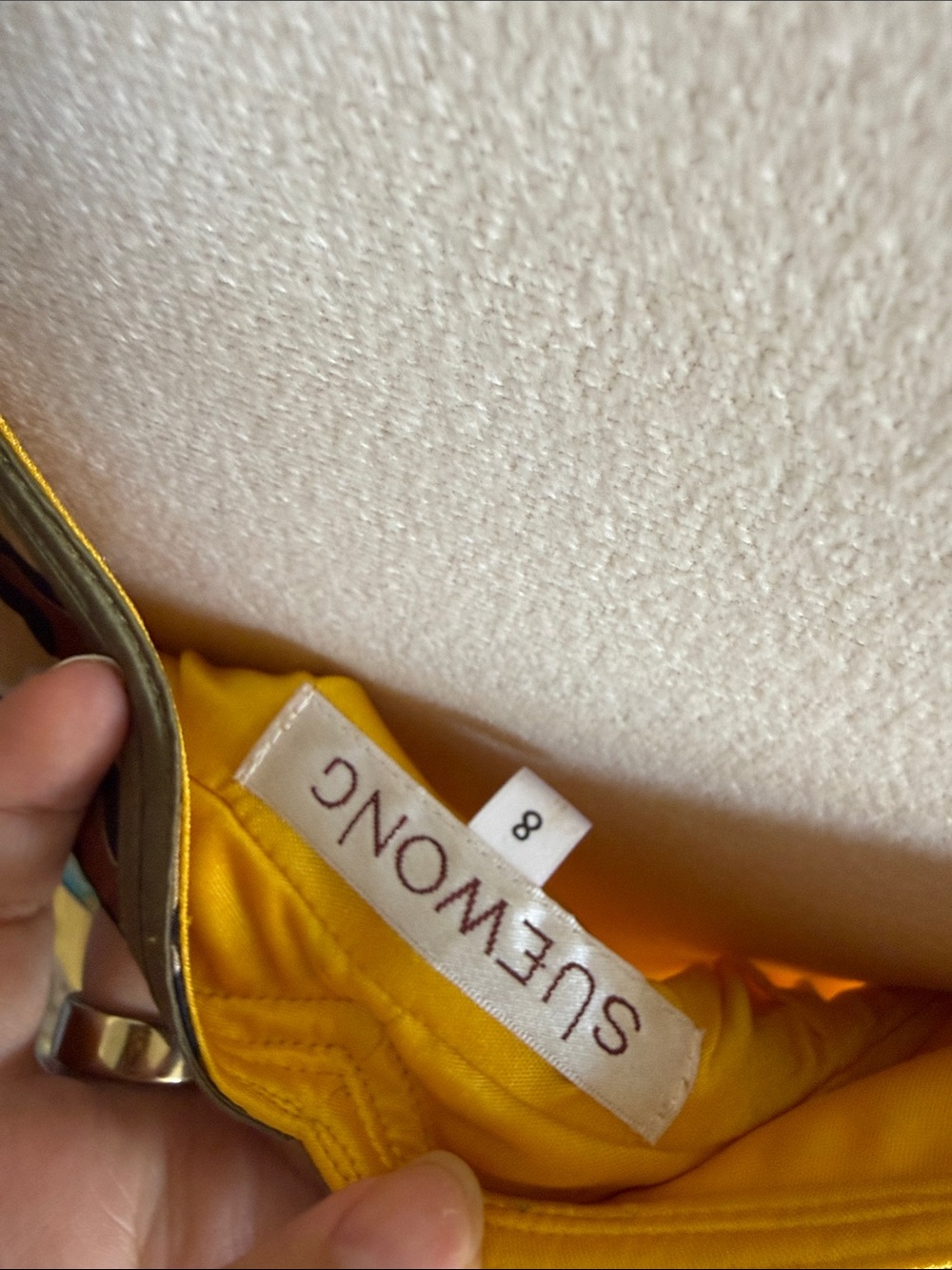 Sue Wong Mustard Yellow and Brown Floral Silk Slip Dress - Picture 7 of 10